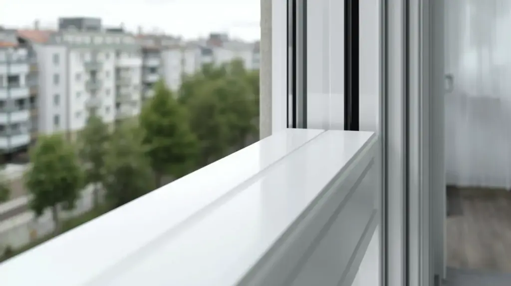 Современное пластиковое окно с видом на город