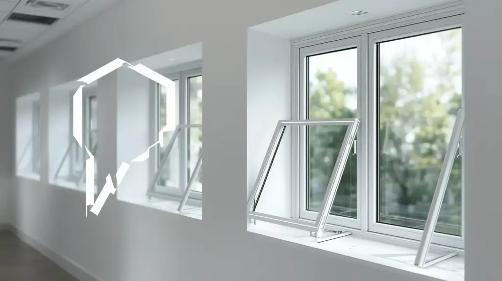 Современные открытые пластиковые окна в помещении