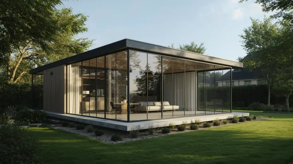 Современный дом с панорамными стеклянными стенами