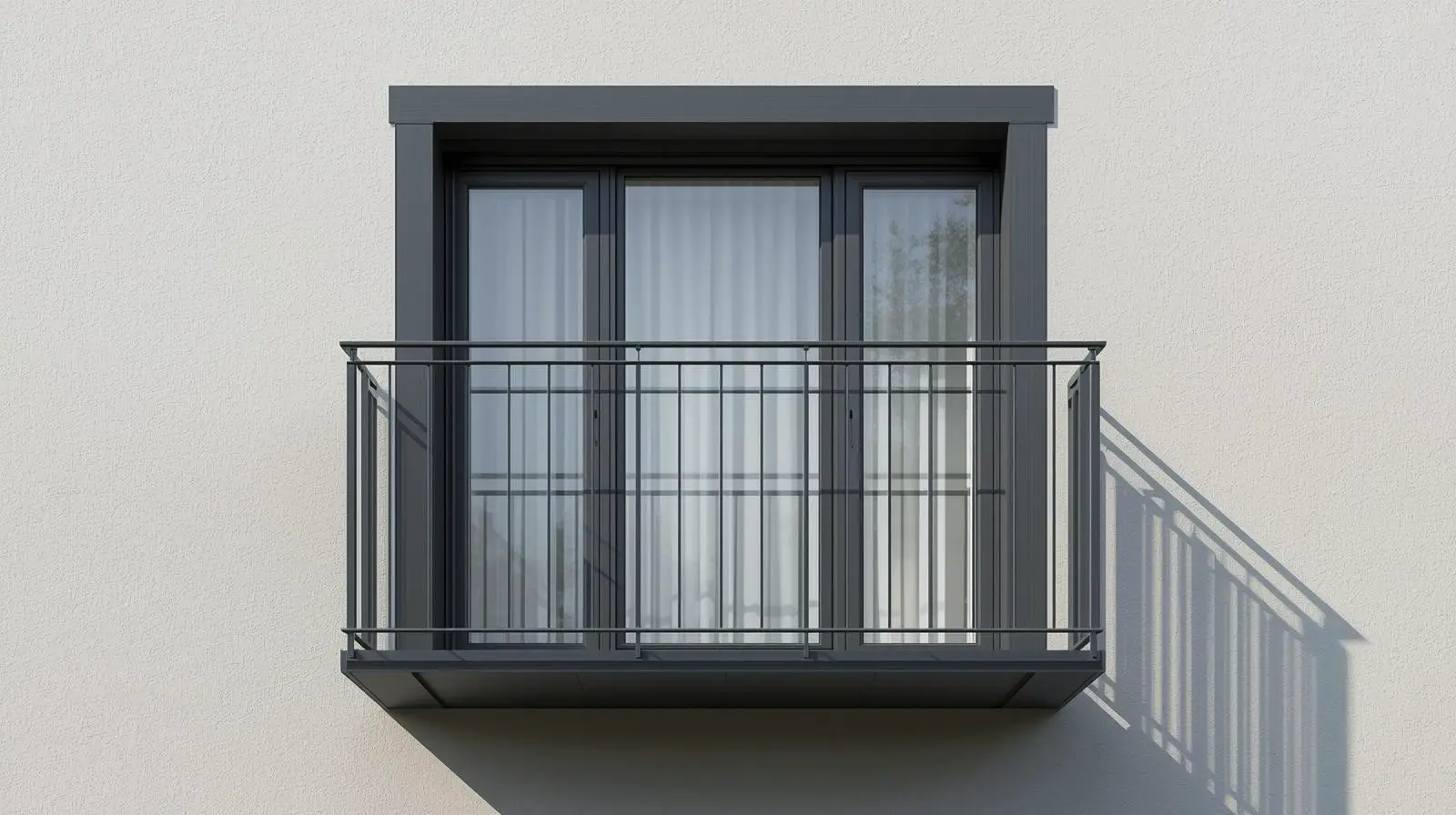 Современный балкон с металлическими перилами