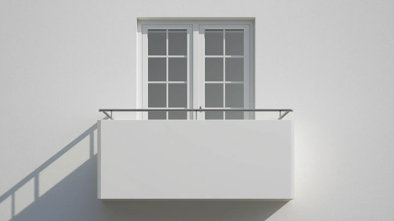 Белый минималистичный балкон с окнами