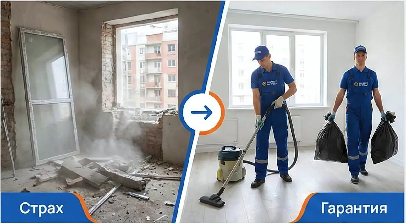 Уборка после ремонта, чистая квартира и рабочие