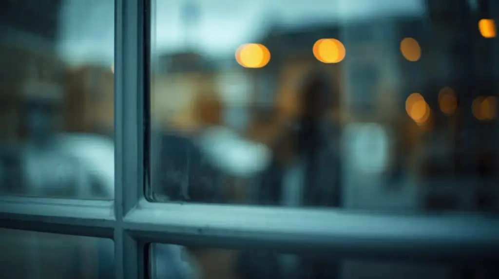 Размытый вид огней через окно