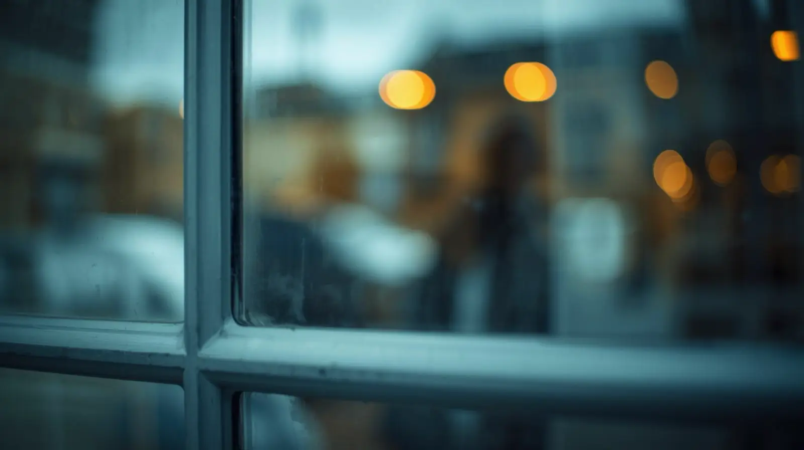 Размытый вид огней через окно