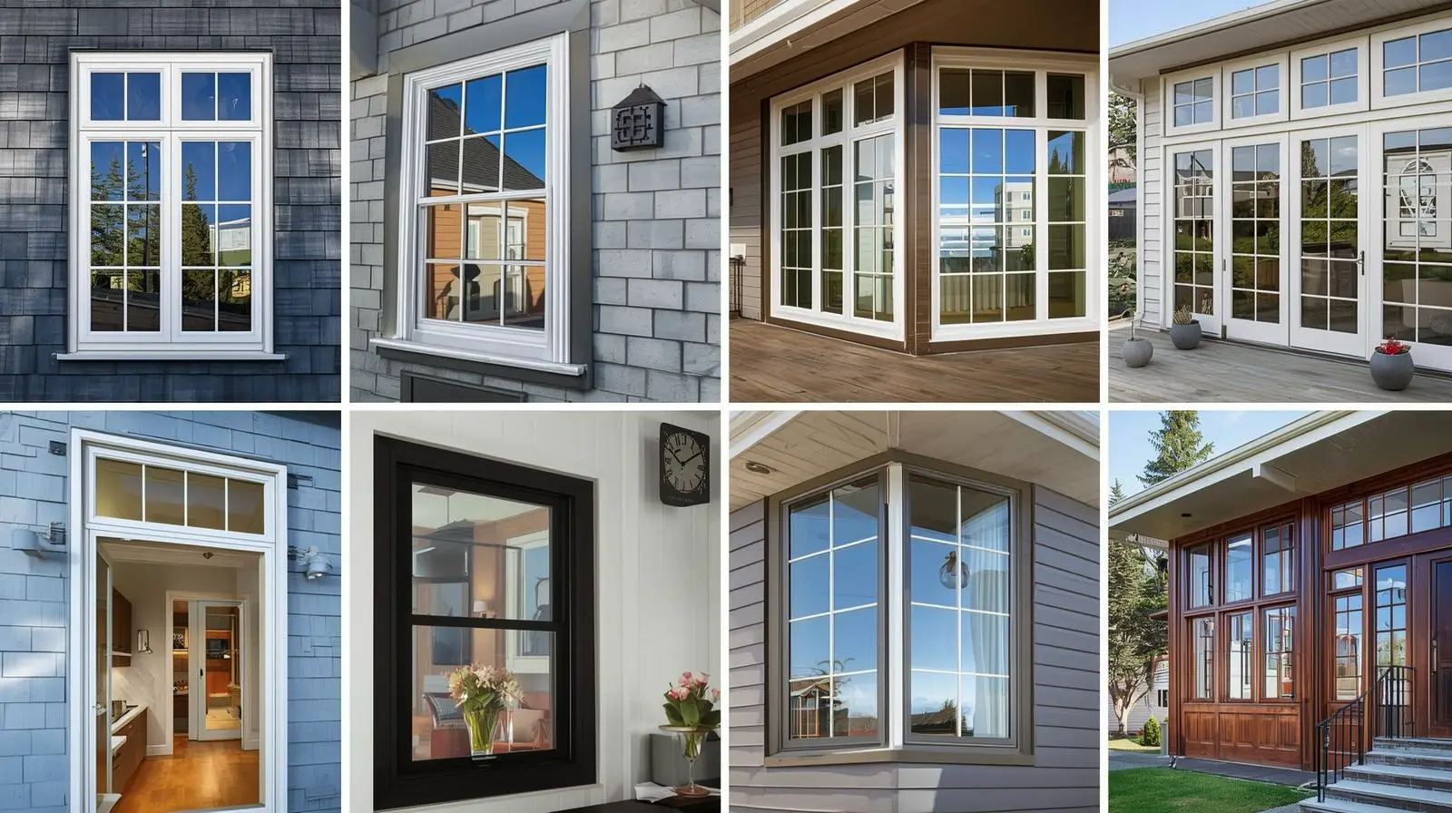 Современные окна домов разных стилей и цветов