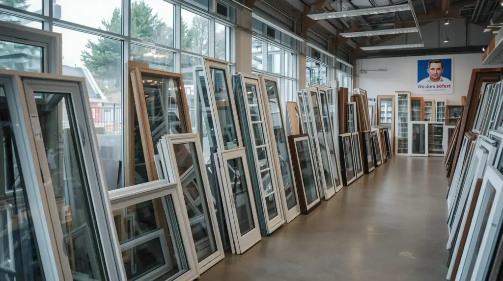 Выставочный зал с образцами оконных рам