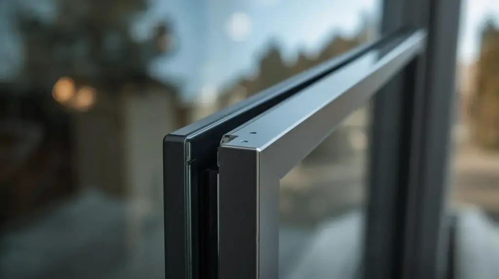 Современное алюминиевое окно крупным планом