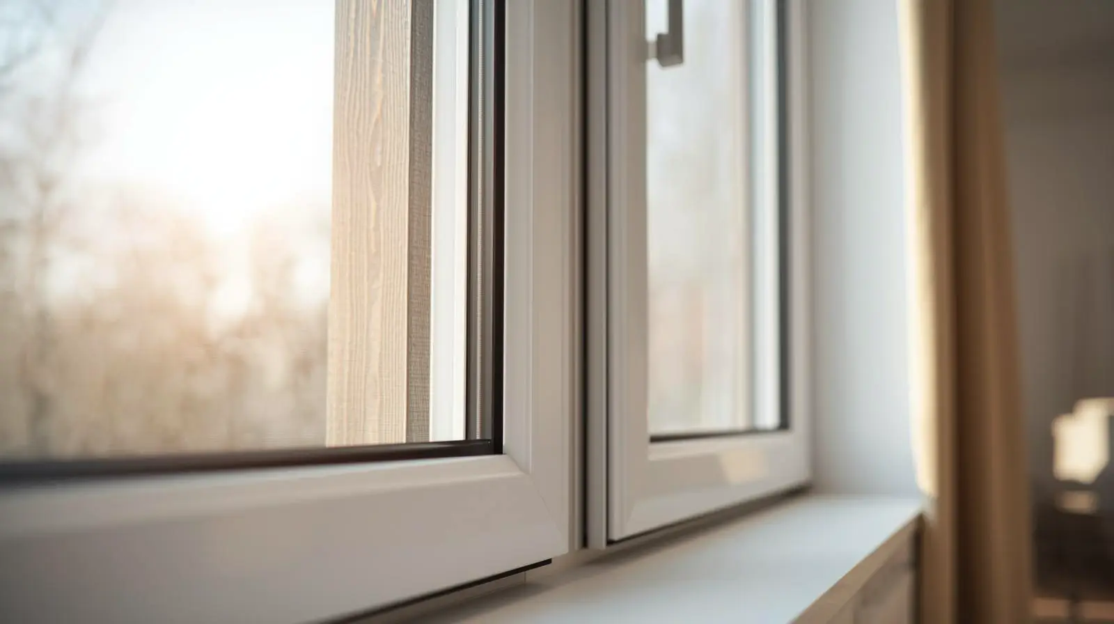 Современное пластиковое окно с подоконником