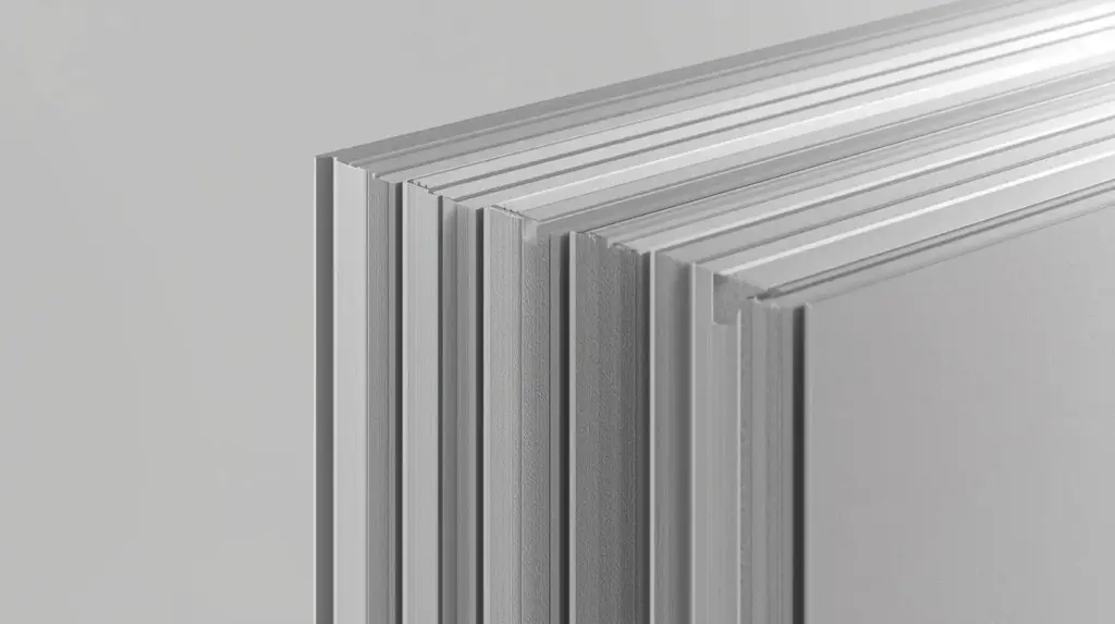 Стопка серых металлических листов крупным планом