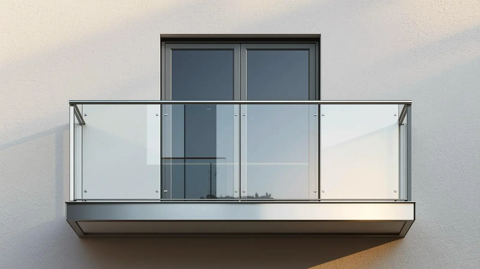 Современный балкон с стеклянными перилами