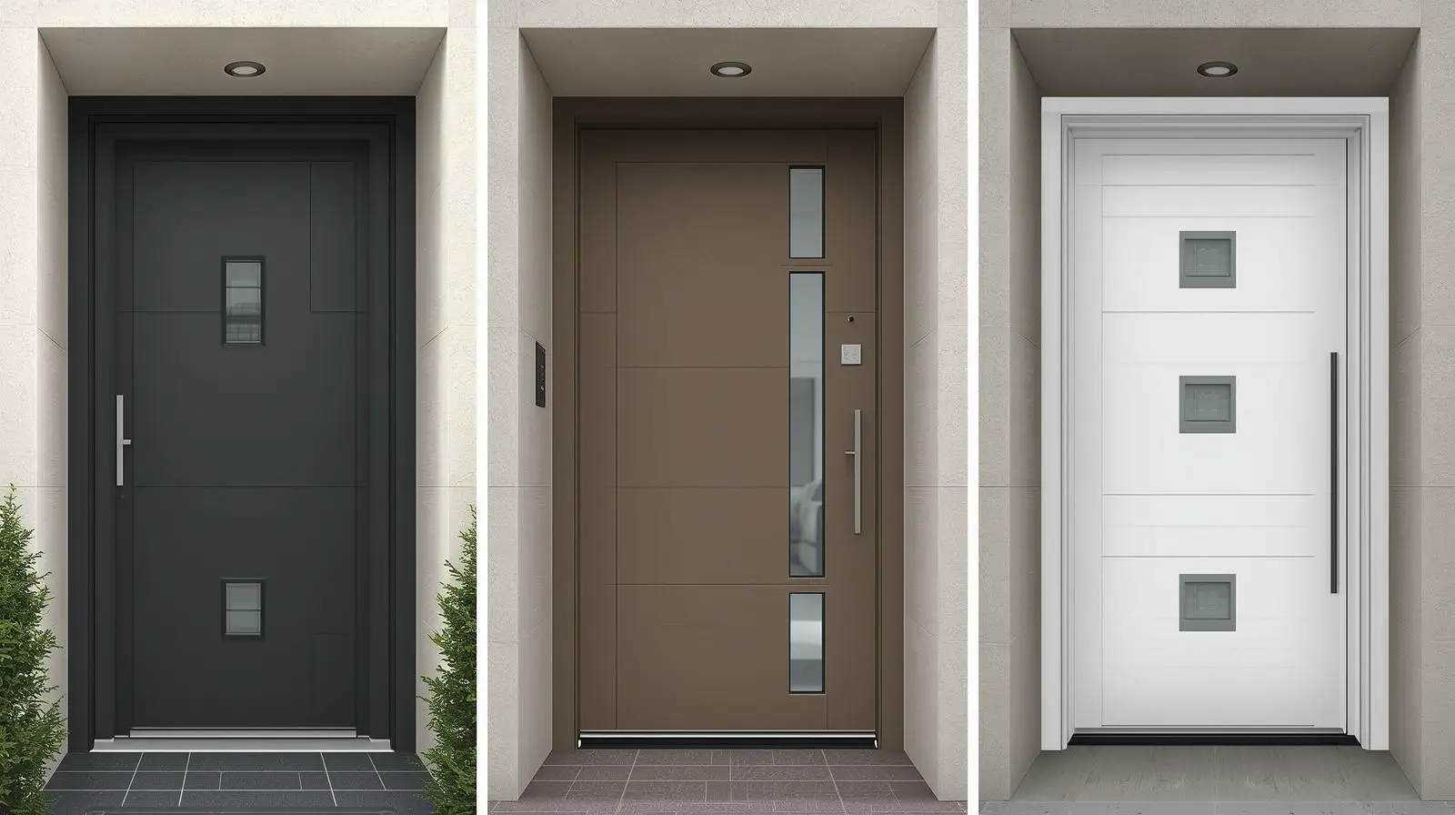 Современные входные двери разных цветов