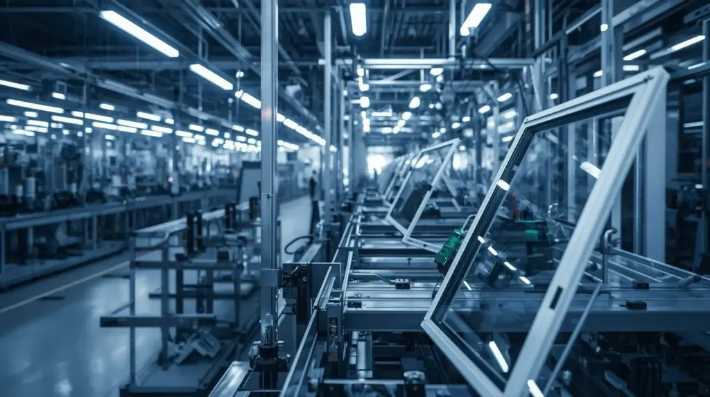 Производственная линия сборки оконных рам