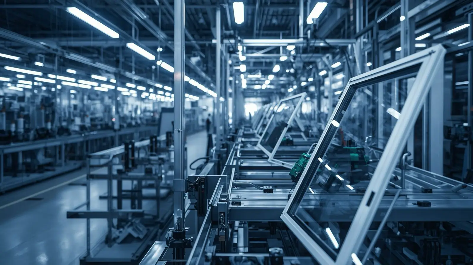 Производственная линия сборки оконных рам