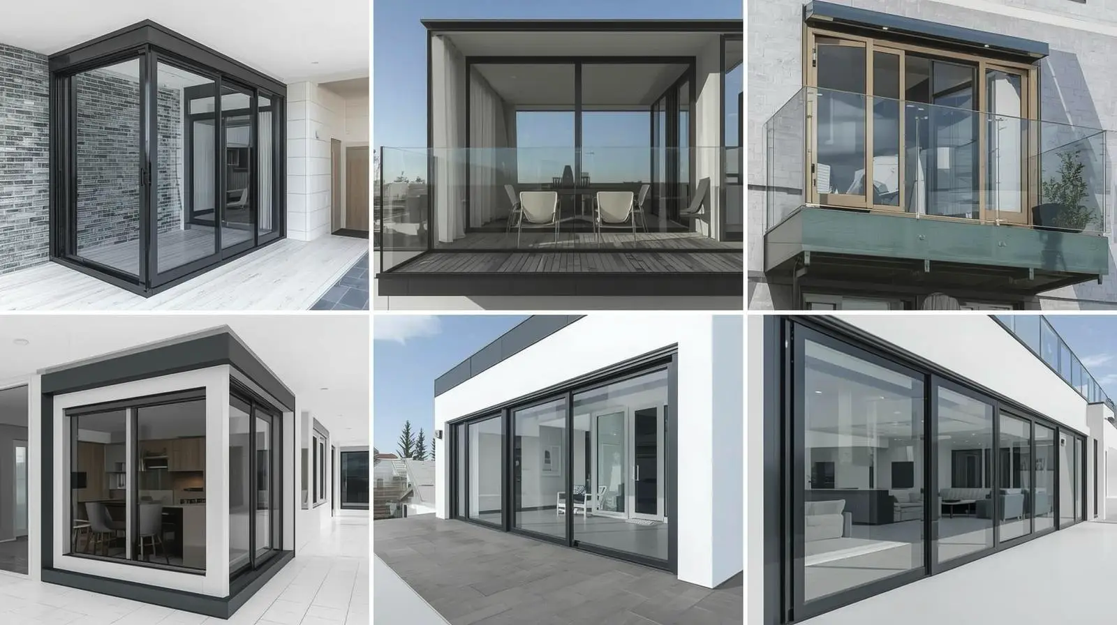 Современные стеклянные балконы и раздвижные двери домов