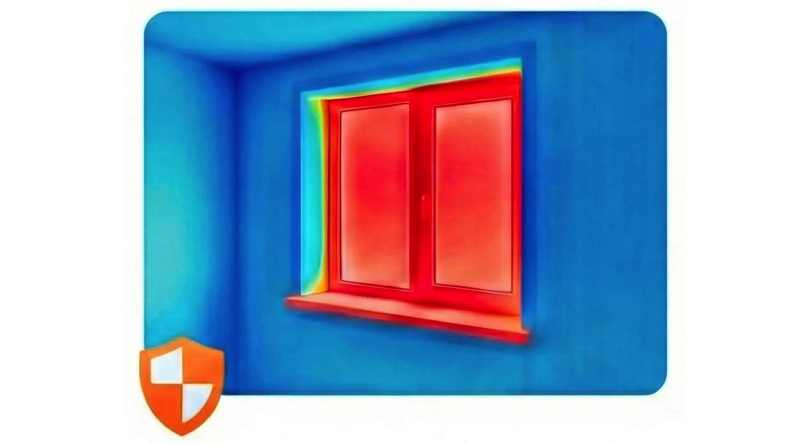 Тепловизорное изображение окна с теплоизоляцией