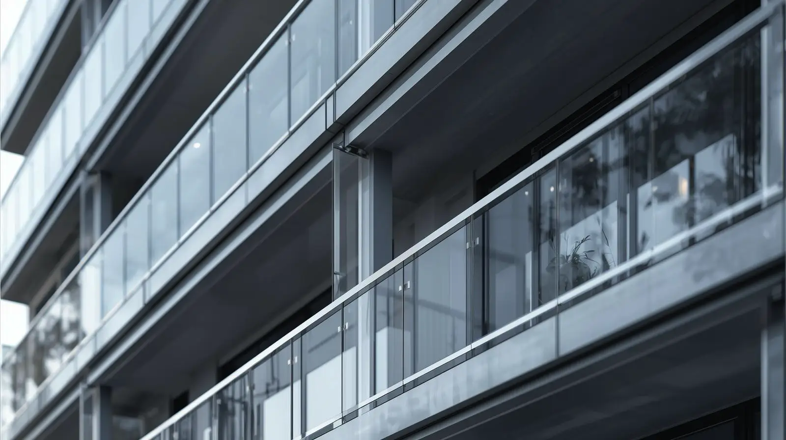 Современный жилой дом с стеклянными балконами